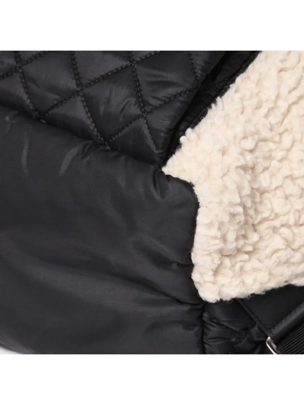 Chanel Coco Niege Neige Backpack CC Logo Nylon Fleece Beige Black